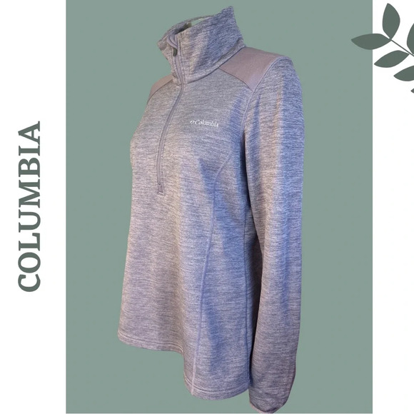 Columbia Fleece Hoodie 1/4 Zipper Front Shoulder Conteast Overlay Purple Small - Picture 7 of 7